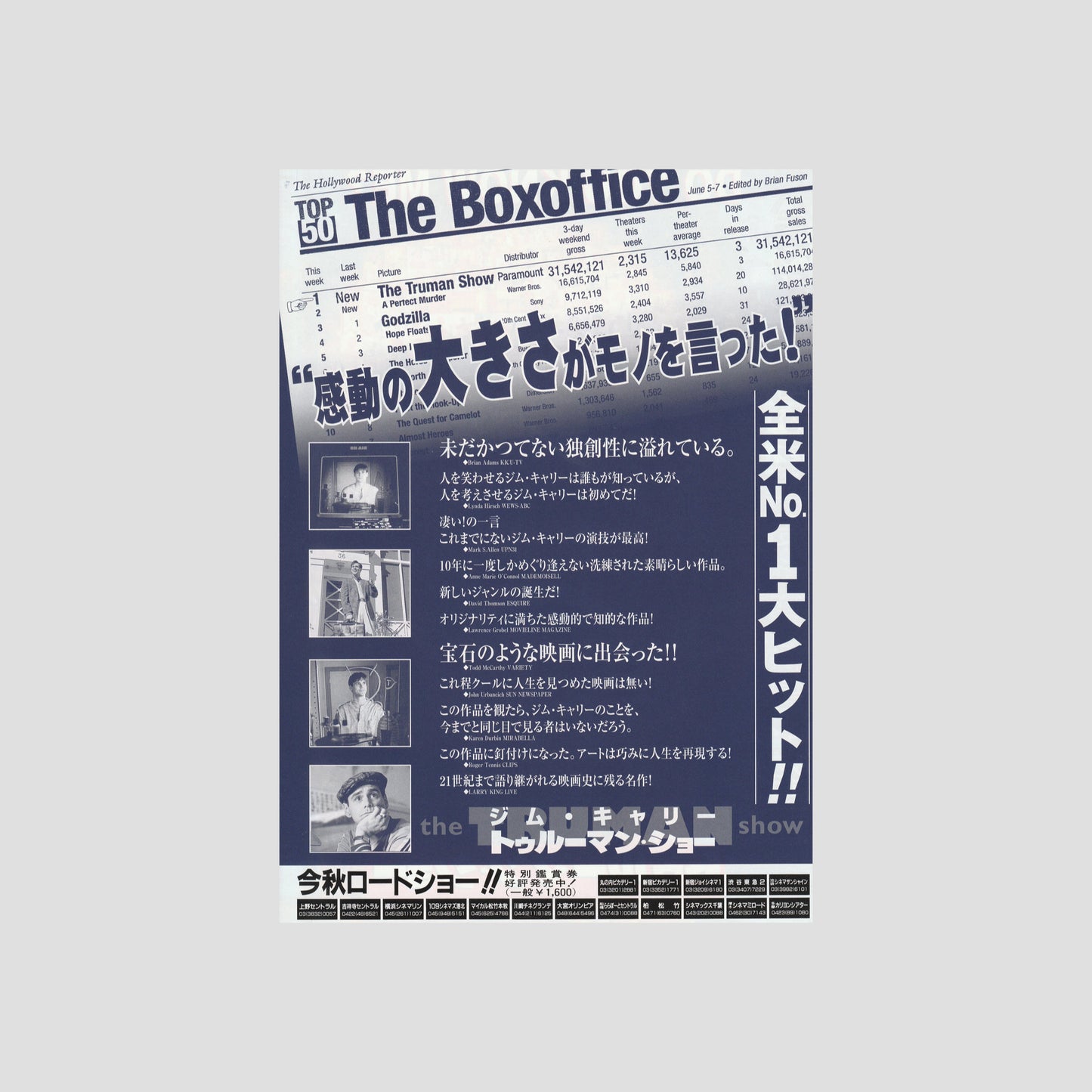 The Truman Show (Ver: A) 1998 – Japanese B5 Chirashi Poster