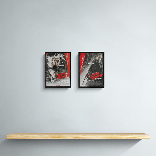 Sin City (Ver B & G) – Collector’s Framed Set – Japanese B5 Chirashi Posters